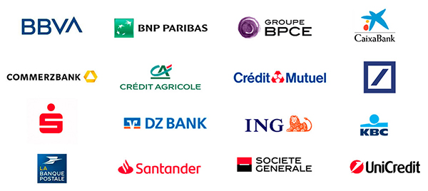 BBVA - BNP Paribas - Groupe BPCE - CaixaBank - Commerzbank - Crédit Agricole - Crédit Mutuel - / - S - DZ Bank - ING - KBC - La Banque Postale - Santander - Société Générale - UniCrédit