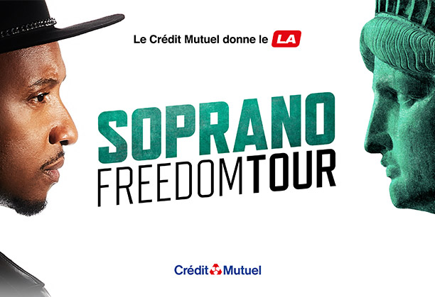 Le Crédit Mutuel donne le LA - Décibles Productions et Only Pro présentent Soprano FreedomTour en tournée - nouvel album Freedom disponible - Réservations sur orangevelodrome.com - fnac.com - decibelsprod.com et points de vente habituels - logos - le parisien - fnac - Décibles Productions - Only Pro - Rec.118 - Skyrock - Crédit Mutuel